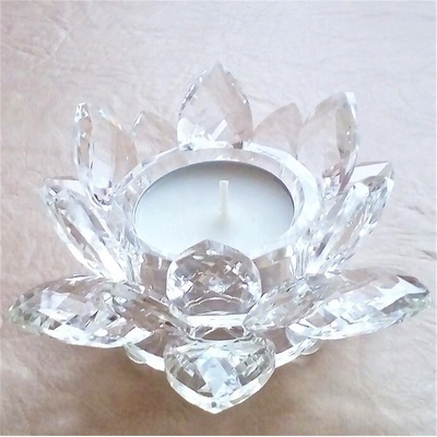 Křišťálový lotus svícen 14 cm