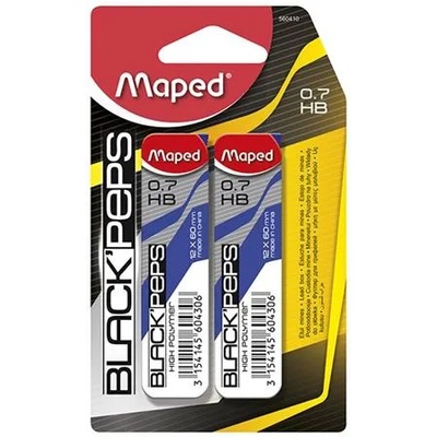Maped Графитен молив, 0, 7 мм, HB, 2x12 нишки, MAPED "Black Peps" 560410 (560410)