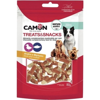 Camon duck and codfish bites - лакомство за куче, хапки с патешко месо и треска 80 гр, Италия - ae518