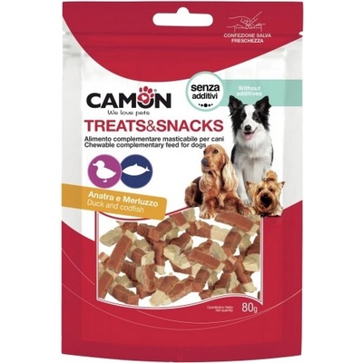 Camon duck and codfish bites - лакомство за куче, хапки с патешко месо и треска 80 гр, Италия - ae518