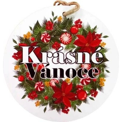 Bondecor Vánoční dřevěná dekorace koule Krásné Vánoce 15cm Jazyk: CZ