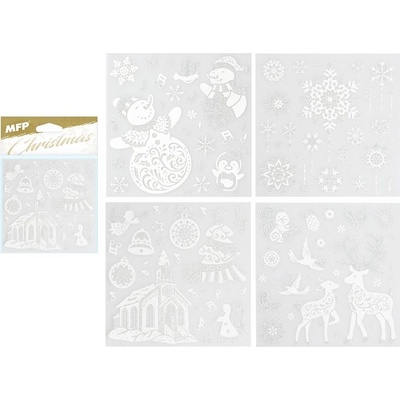 UNIPAP samolepka vánoční se stříbrným glitrem 180x180mm 8882327 173944