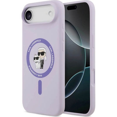 KARL LAGERFELD Дизайнерски силиконов кейс с MagSafe за iPhone 17 Air - Karl Lagerfeld Liquid Silicone Karl and Choupette Heads MagSafe Case (лилав) (KLHMP17MSCMKCRHU)
