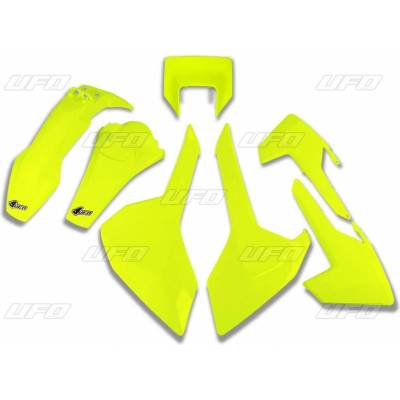 UFO kompletní sada plastů HUSQVARNA TX/TE/FE 17-19 s krytem světla barva žlutá fluo (HU621DFLU)