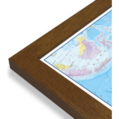 Maps International Austrálie a Oceánie - nástěnná politická mapa 120 x 100 cm Varianta: mapa v dřevěném rámu, Provedení: Pegi tmavý ořech