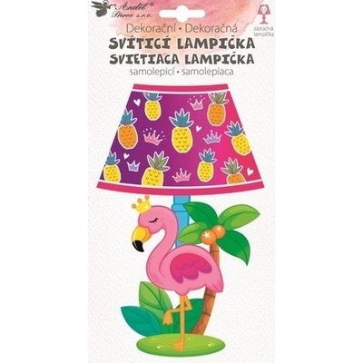 Room Decor Lampička samolepicí svítící LED plameňák 27 cm