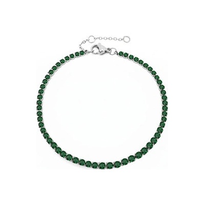 EVOLUTION GROUP CZ Ocelový štrasový tenisový náramek EMERALD OPA1858-EM