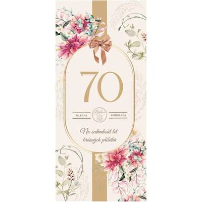Bohemia Gifts & Cosmetics Mliečna čokoláda 100 g pre ženu k 70. narodeninám (BC250231)