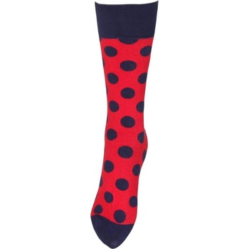 Памучни чорапи в червено с точки