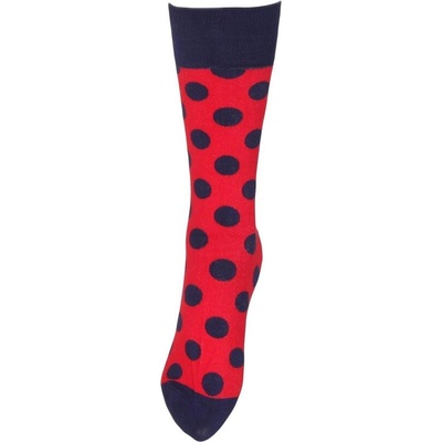 Памучни чорапи в червено с точки