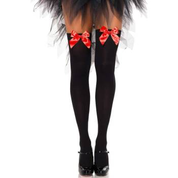 Image 1 of Leg avenue - leg avenue hosiery Leg avenue black nylon thigh highs with red bow one size