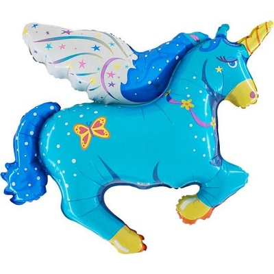 Fóliový balónik mini Modrý jednorožec 36cm