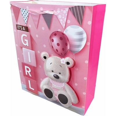 Darčeková taška stredná Macko 3D Typ: It´s a Girl