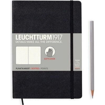 LEUCHTTURM1917 Softcover Medium A5 Black bodkovaný