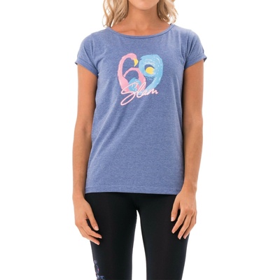 69SLAM Dámske tričko FLAMINGO WAVE BLUE MELANGE ELISA