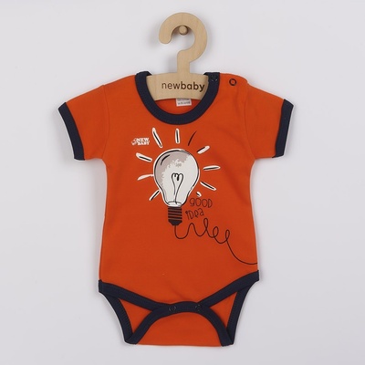 New Baby Dojčenské bavlnené body s krátkym rukávom Happy Bulbs Oranžová