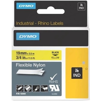 Flexibilná nylonová páska Dymo Rhino 19mm žltá/čierna