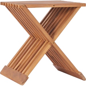 vidaXL Сгъваема табуретка, 40x32x45 см, тиково дърво масив (48992)