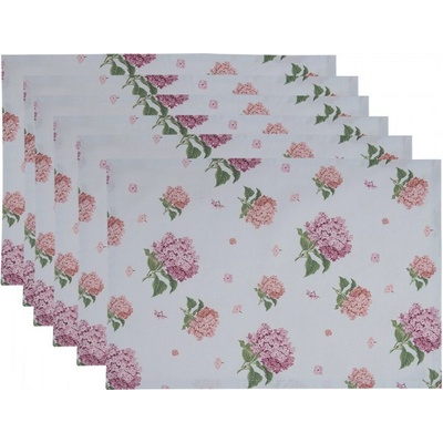 Clayre & Eef 6ks bavlnené prestieranie s kvety hortenzie Vintage Grace 48x33cm