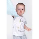 New Baby Detské letné pyžamko Hello s hrošíkom bielo-sivé