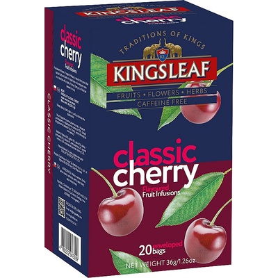 Basilur KINGSLEAF ovocný čaj přebal Classic Cherry TŘEŠEŇ 20 x 1,8 g
