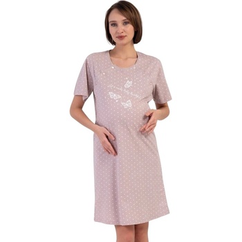 Нощница за кърмачки в бежово-розово с пеперуди и точки