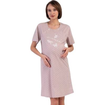 Нощница за кърмачки в бежово-розово с пеперуди и точки