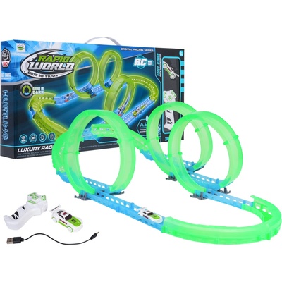 RKToys Svítící autodráha s LED autíčkem a ovladačem 38 dílů