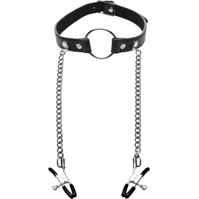 Master Series Seize O-Ring Gag with Nipple Clamps