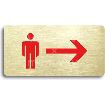 ACCEPT Piktogram WC MUŽI VPRAVO - zlatá tabulka - barevný tisk bez rámečku