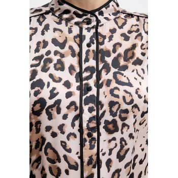 Fracomina Риза Fracomina дамска в кафяво със стандартна кройка с права яка FJ25WT1003W41201 (FJ25WT1003W41201)