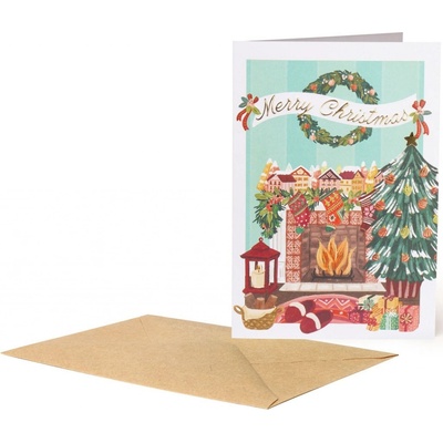 Vánoční přání Legami Christmas Greeting Cards - 11,5X17 - Fireplace