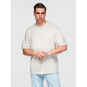 Ombre Clothing Мъжка памучна тениска LOOSE FIT с кръгло деколте - екрю V2 OM-TSBC-0267 Ombre Clothing Ombre Clothing | Bezhov | МЪЖЕ | S