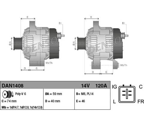 Alternátor DENSO DAN1408