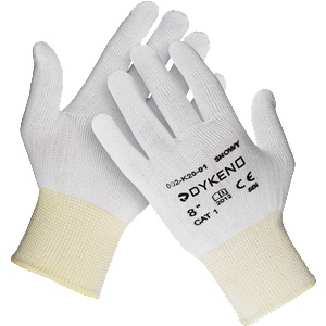 DYKENO snowy 002-k20 / Текстилни найлонови ръкавици - бели 9 (002-k20-09)