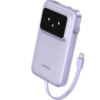 UGREEN Външна батерия /power bank/ Ugreen PB511, 10 000 mAh, лилава, 1x USB-A, 1x USB-C(м), 1x USB-C(ж), 30W, LED дисплей (35604B)