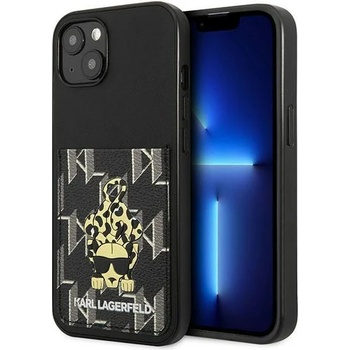 KARL LAGERFELD Кейс Karl Lagerfeld KLHCP13MCANCNK за iPhone 13 6.1"", твърд, черен / черен, Karlimals Cardslot (KXG0057201)