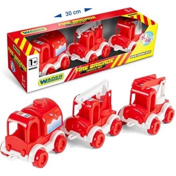 Wader Комплект играчка Wader, 3 пожарни колички, Пластмасови конектори, 30 cm, 12+ месеца (W60023W) (W60023W)