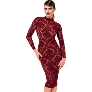 Noir Handmade F384 Kink Royal Midi Dress Burgundy M