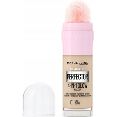 Maybelline Instant Age Rewind Perfector 4-In-1 Glow rozjasňující tekutý make-up s houbičkou 01 Light 20 ml