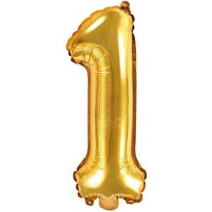 Party Deco Фолиев Балон Цифра, Златно, 35см - 1 (fb10m-1-019)