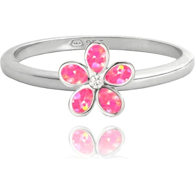 Minet JMAD0043PR Stříbrný prsten KYTIČKY s růžovými opálky