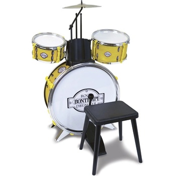Bontempi Metalická strieborná súprava bicích 4 ks so stoličkou