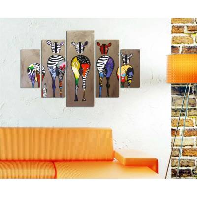 ASIR Sada obrazů BAREVNÉ ZEBRY 92 cm MDF