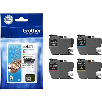Brother 4-pack of Black Cyan Magenta and Yellow 200-page standard capacity ink cartridges for DCP-J1 (LC421VAL)