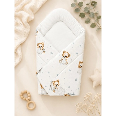 Baby Nellys Detská zavinovačka pre bábätko Classic Sleepy Teddy biela