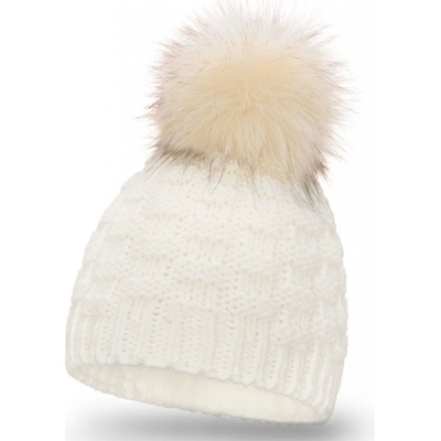 Fashionweek dámská zimní čepice s bambulí + flísová podšívka ZIZI-P16 krémová