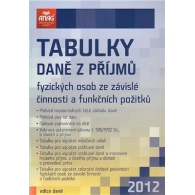 Tabulky daně z příjmů fyzických osob ze závislé činnosti a funkčních pož. 2012