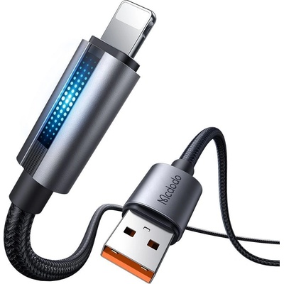 Mcdodo Кабел за данни - Mcdodo (CA-5660) - с дишаща светлина, USB-A → Lightning, 3A, 1.2m - Черен