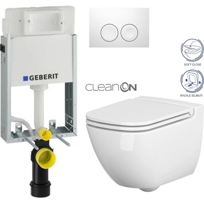 GEBERIT KOMBIFIX Basic tlačítko DELTA 21 Bílé WC CERSANIT + SEDÁTKO 110.100.00.1 21BI CP1